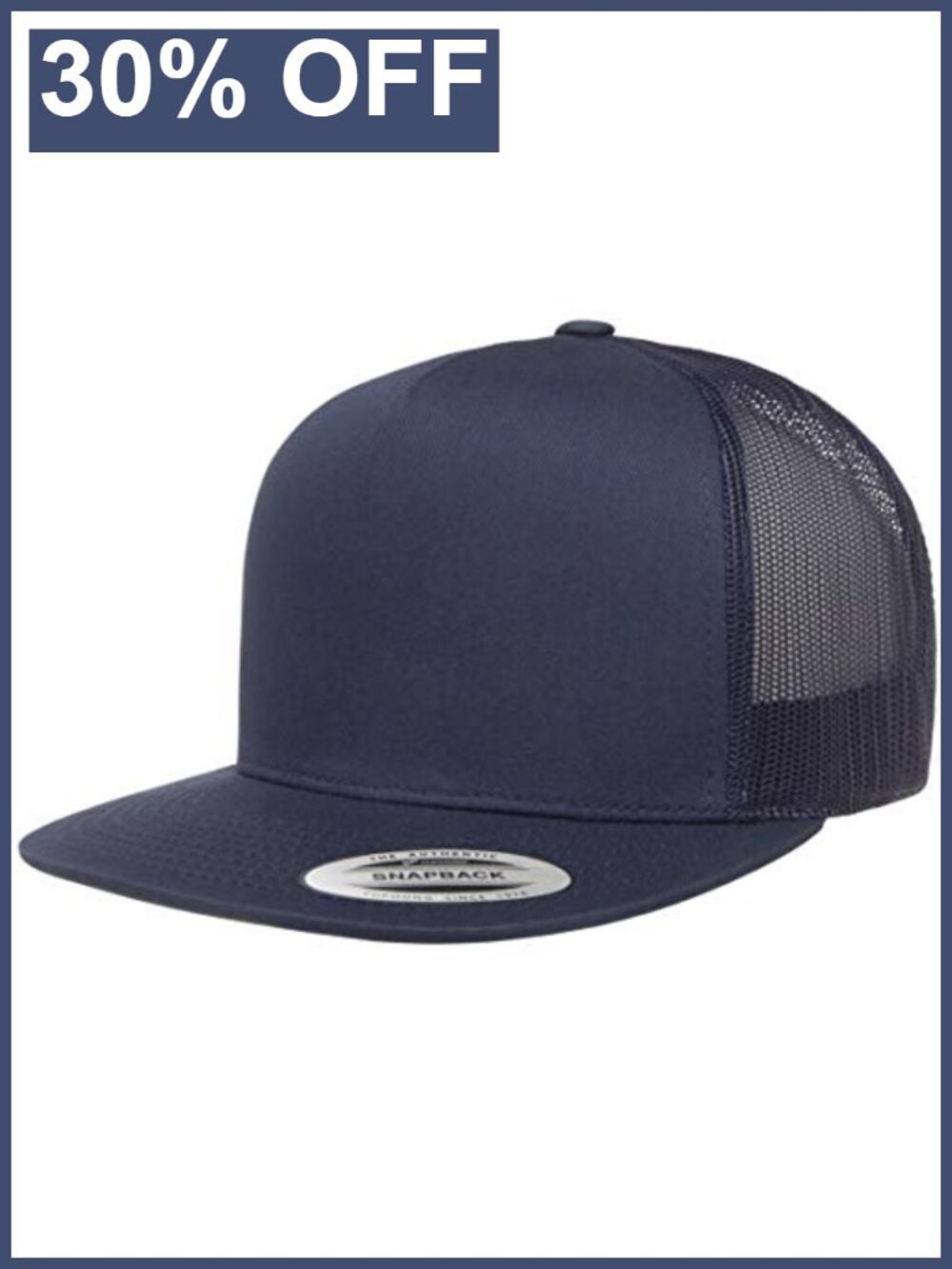 Men's Trucker Hat 5-Panel Baseball Cap Snapback Mesh High Profile Flat Visor